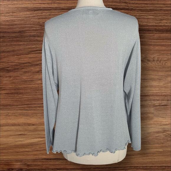Roni Rabl Bis Israel Lettuce Hem Swing Sweater Sz S Pale Blue Silky Cotton Blend - Picture 2 of 12